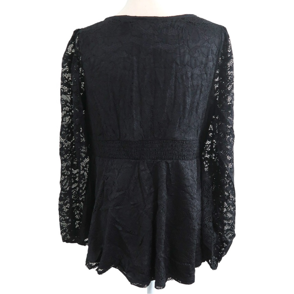 NWT Torrid Stretch Lace V-Neck Smocked Waist Long Sleeve Babydoll - Size: 10 (M) - Picture 7 of 8